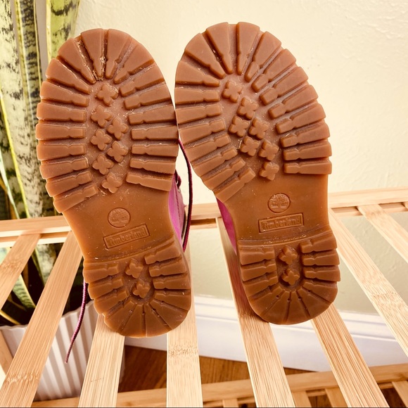 TIMBERLAND Pink Boots Susan Komen Limited Edition Kids 11 Leather Barbiecore - Picture 10 of 14